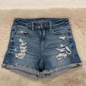 American Eagle Outfitters Distressed Blue Denim Shorts